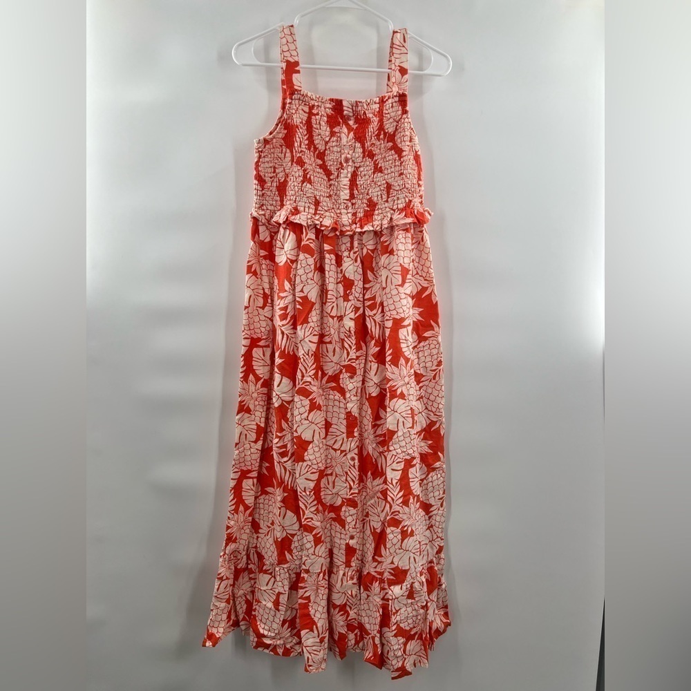 MNG pineapple orange white sun dress size S maxi